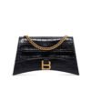 BORSA CON CATENA CRUSH XS LAVORAZIONE COCCODRILLO DA DONNA IN NERO