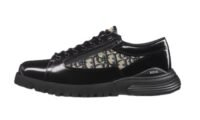Pelle di vitello lucida nera e jacquard Dior Oblique beige e nero