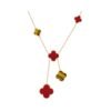 Magic Alhambra Necklace, 6 Motifs Carnelian, Tiger's Eye